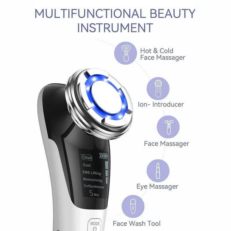 Massageador facial microcorrente face lifting massagem compressa quente e fria limpeza profunda cuidados faciais dispositivo de beleza