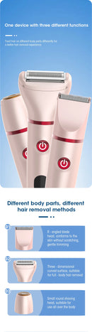 Resuxi depilador elétrico feminino 3 em 1, aparador de biquíni, remoção de costeletas, máquina de cortar cabelo labial, aparador de pelos privado, barbeador à prova d'água