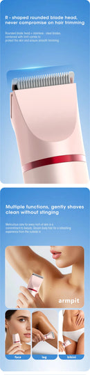 Resuxi depilador elétrico feminino 3 em 1, aparador de biquíni, remoção de costeletas, máquina de cortar cabelo labial, aparador de pelos privado, barbeador à prova d'água