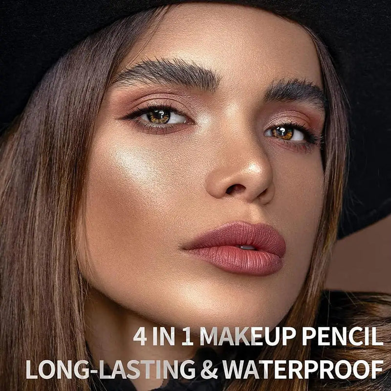 4 Em 1 Maquiagem Caneta Lápis Cosméticos Impermeável 4 Cor Multi-função Maquiagem Beleza Caneta para Eyeliner Brow Lip Liner Highlighter